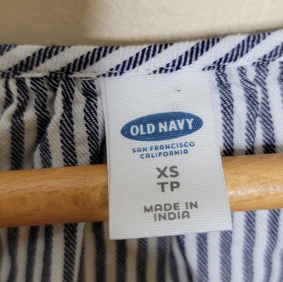 Old Navy | Navy & White Striped Floral Embroidered Shift Dress Size XS - Picture 3 of 6